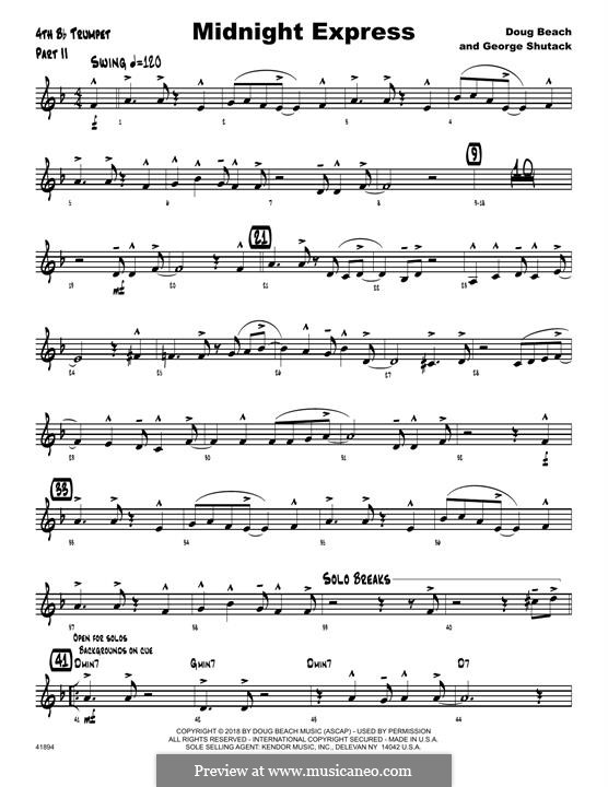 Midnight Express: 4th Bb Trumpet part by Doug Beach