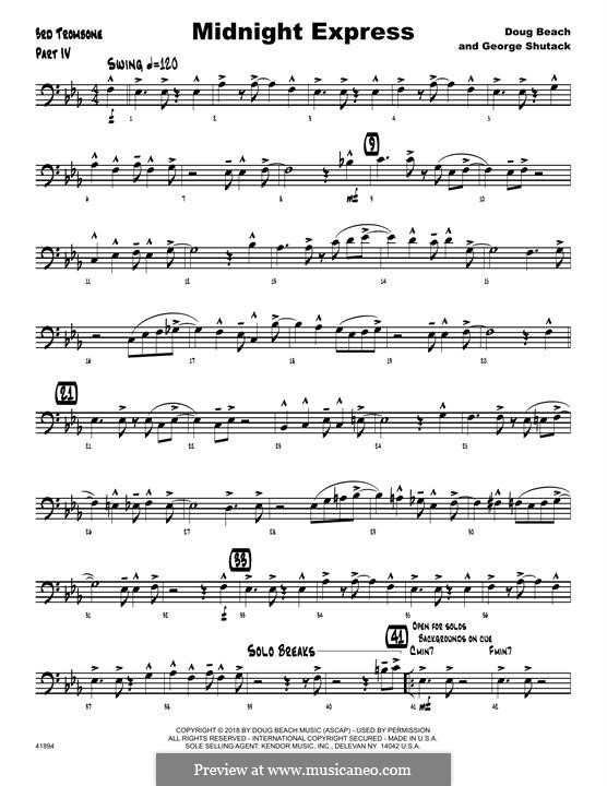 Midnight Express: 3rd Trombone part by Doug Beach