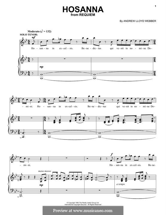 Hosanna (from Jesus Christ Superstar): Para vocais e piano (ou Guitarra) by Andrew Lloyd Webber