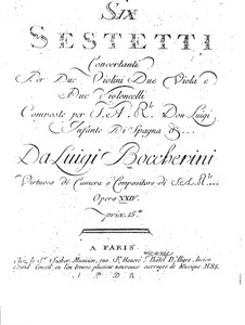 Six String Sextets, G.454-459 Op.23: violino parte I by Luigi Boccherini