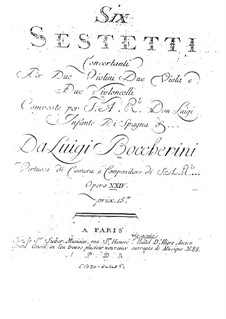 Six String Sextets, G.454-459 Op.23: Viola II parts by Luigi Boccherini