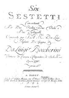 Six String Sextets, G.454-459 Op.23: Cello I parts by Luigi Boccherini