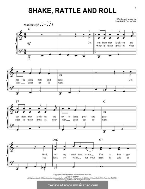 Shake, Rattle and Roll (Bill Haley & His Comets): Facil para o piano by Charles Calhoun