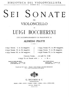 Sonata for Cello and Basso Continuo No.2, G.6: versão para violoncelo e piano by Luigi Boccherini