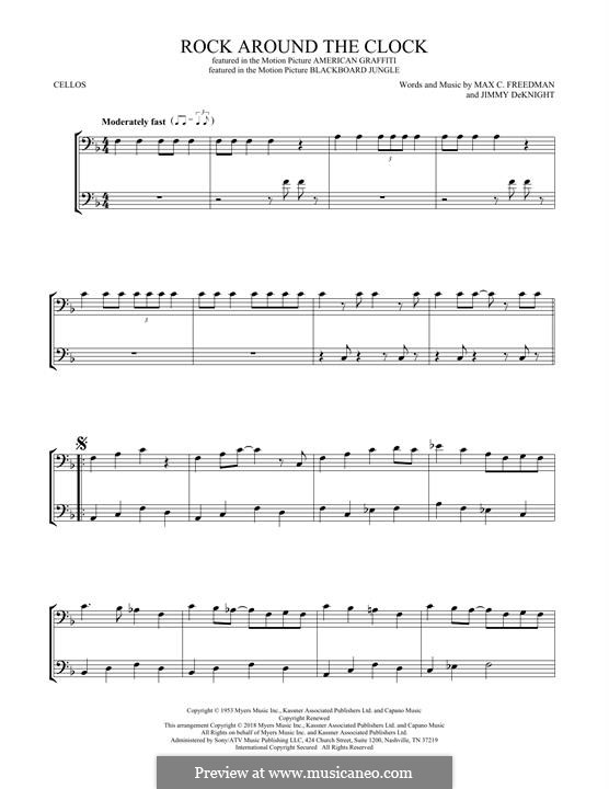 Rock Around the Clock (Bill Haley and His Comets): para dois violoncelo by Jimmy DeKnight, Max C. Freedman