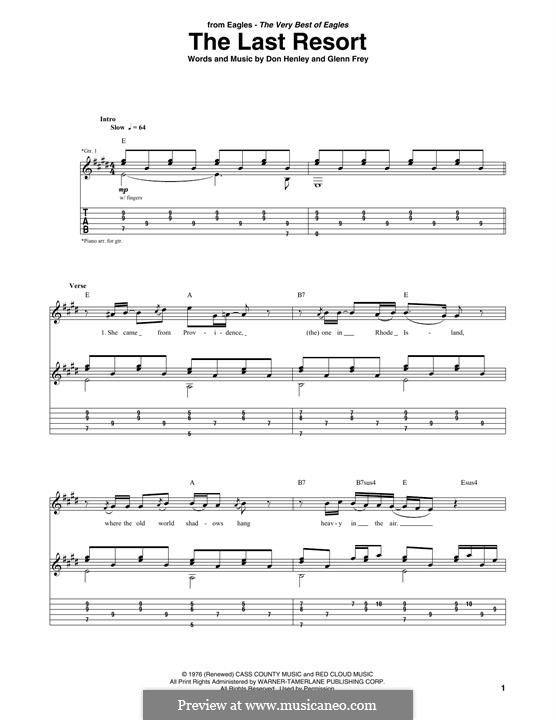 The Last Resort (The Eagles): Para Guitarra by Don Henley, Glen Frey