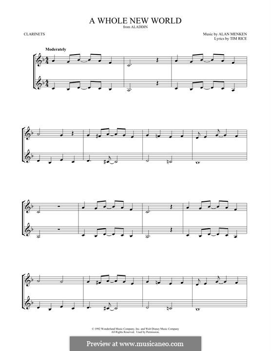 Instrument version: para duas clarinetas by Alan Menken