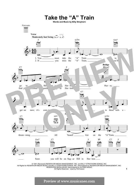 Take the 'A' Train (Duke Ellington): para ukulele by Billy Strayhorn