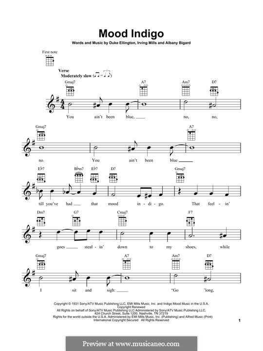 Mood Indigo: para ukulele by Irving Mills, Albany Bigard, Duke Ellington