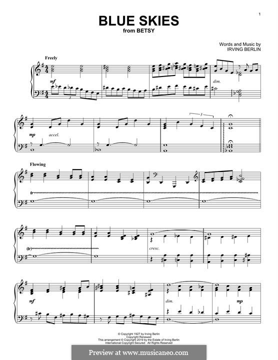 Blue Skies: Para Piano by Irving Berlin