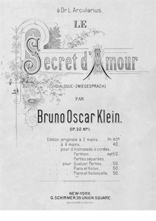 Le secret d'amour, Op.32 No.1: para Violoncelo e piano by Bruno Oscar Klein