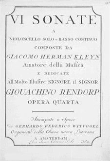 Six Sonatas for Cello and Basso Continuo, Op.4: Six Sonatas for Cello and Basso Continuo by Jacob Klein