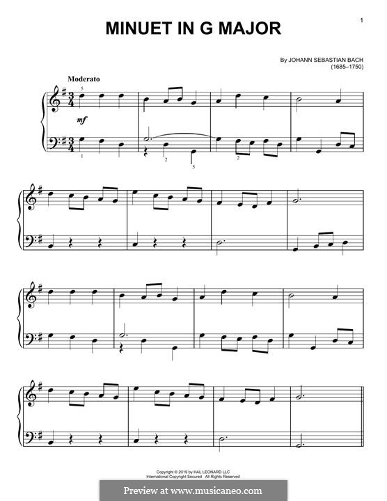 Minuet in G Major: Para Piano by Johann Sebastian Bach