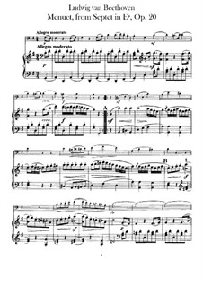 Septet for Winds and Strings, Op.20: Movement III, for cello and piano by Ludwig van Beethoven