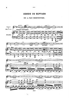 Septet for Winds and Strings, Op.20: Movement II, for violin (or flute, or cello) and piano by Ludwig van Beethoven