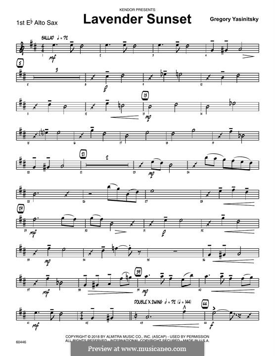 Lavender Sunset: 1st Eb Alto Saxophone part by Gregory Yasinitsky