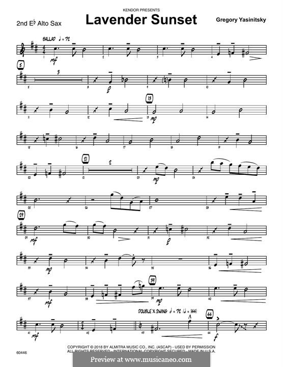 Lavender Sunset: 2nd Eb Alto Saxophone part by Gregory Yasinitsky