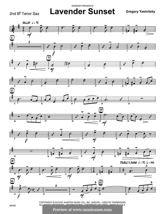 Lavender Sunset: 2nd Bb Tenor Saxophone part by Gregory Yasinitsky