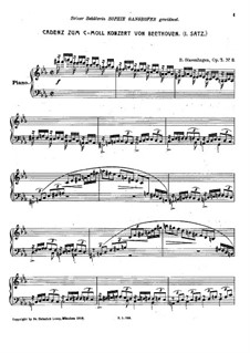 Cadenza to Piano Concerto No.3 by Beethoven, Op.7 No.2: Cadenza to Piano Concerto No.3 by Beethoven by Bernhard Stavenhagen