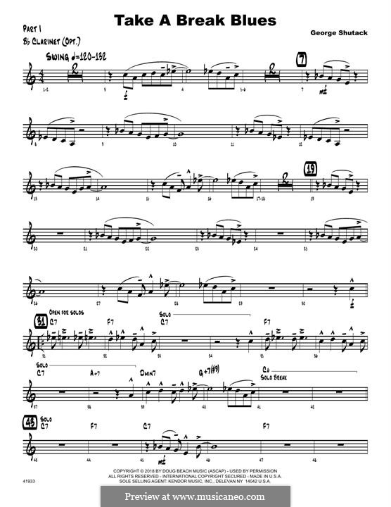 Take a Break Blues: Bb Clarinet part by George Shutack