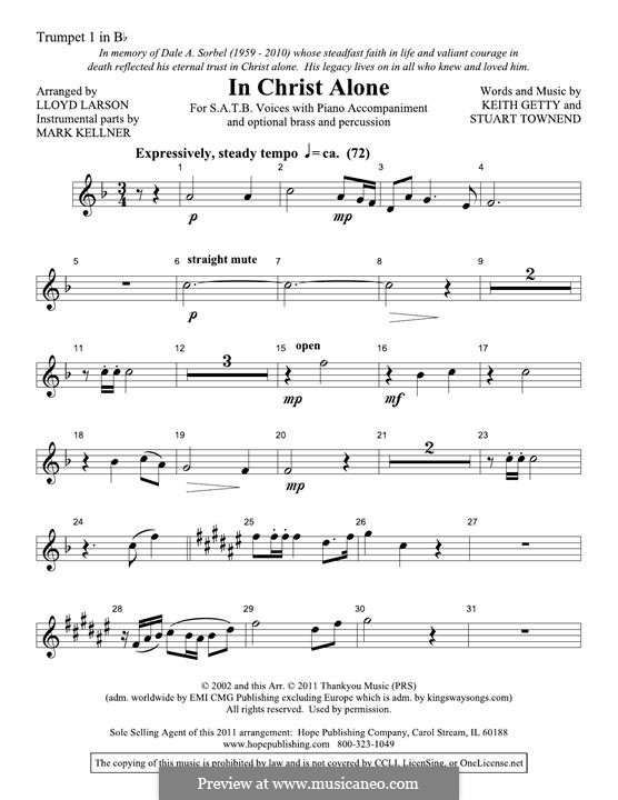 In Christ Alone (Newsboys): Bb Trumpet 1 part by Keith Getty, Stuart Townend