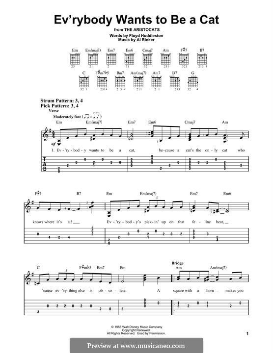 Ev'rybody Wants To Be a Cat (from Walt Disney's the Aristocats): Para Guitarra by Al Rinker