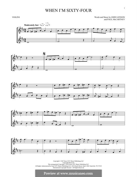 When I'm Sixty-Four (The Beatles): para dois violinos by John Lennon, Paul McCartney