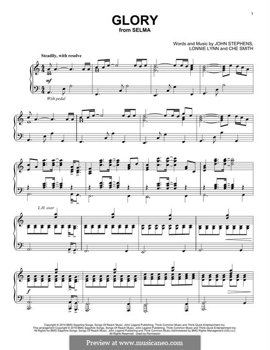 Glory (Common & John Legend): Para Piano by John Stephens, Lonnie Rashid Lynn Jr., Rhymefest