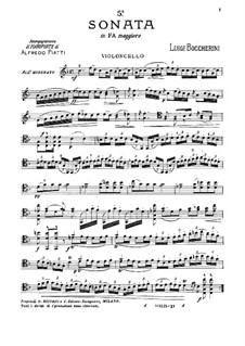 Sonata for Cello and Basso Continuo in F Major, G.1: Parte de solo by Luigi Boccherini