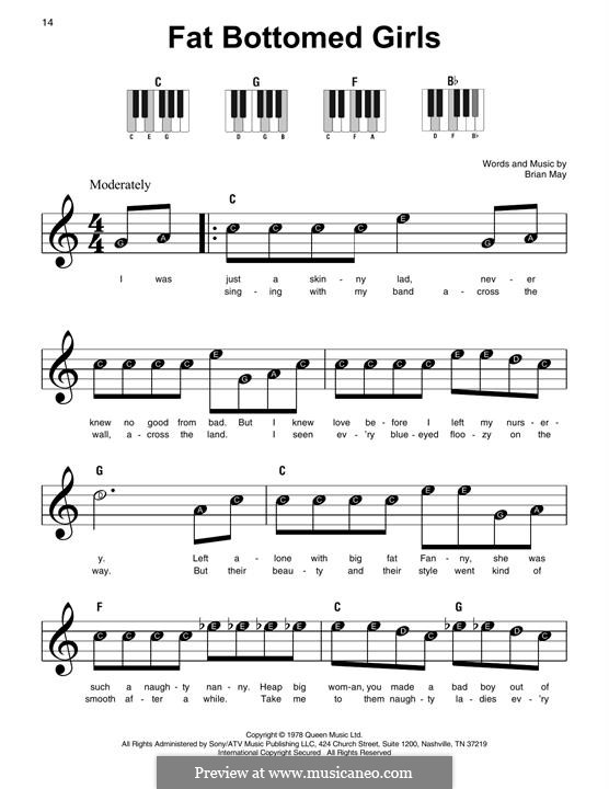 Fat Bottomed Girls: Facil para o piano by Brian May