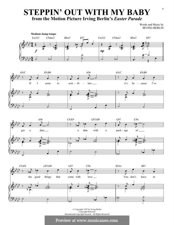 Steppin' Out with My Baby: Para vocais e piano by Irving Berlin