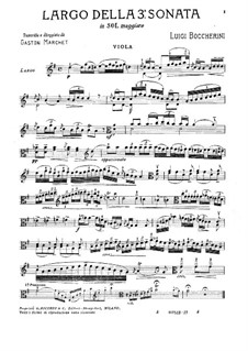 Sonata for Cello and Basso Continuo in G Major, G.5: Largo, for viola and piano – viola part by Luigi Boccherini