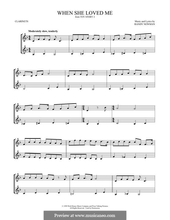 When She Loved Me (from Toy Story 2): para duas clarinetas by Randy Newman