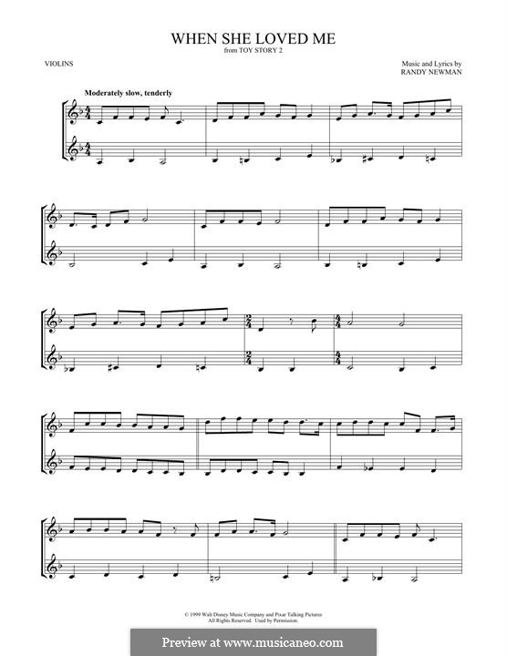 When She Loved Me (from Toy Story 2): para dois violinos by Randy Newman