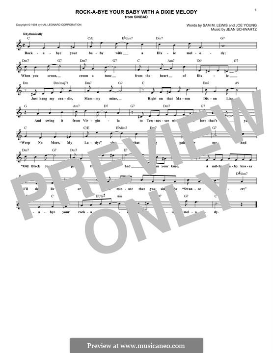 Rock-a-Bye Your Baby with a Dixie Melody (Al Jolson): para teclado by Jean Schwartz
