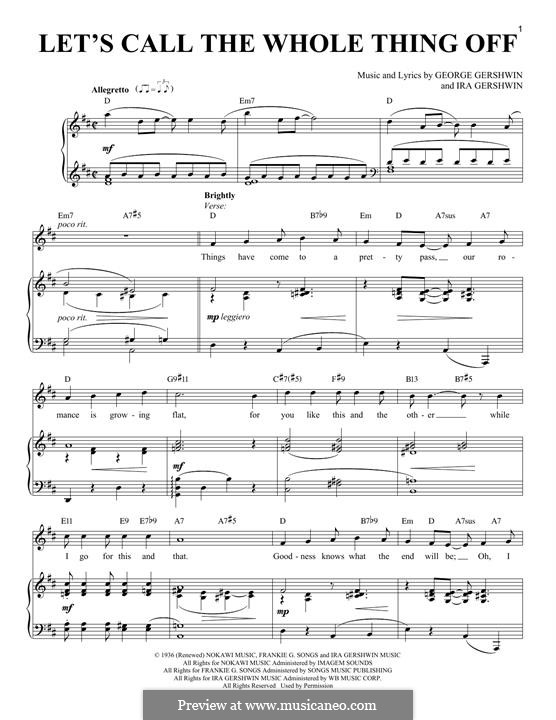 Let's Call the Whole Thing Off: Para vocais e piano by George Gershwin