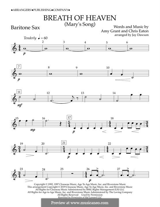 Breath of Heaven (Mary's Song) arr. Jay Dawson: Baritone Sax part by Chris Eaton