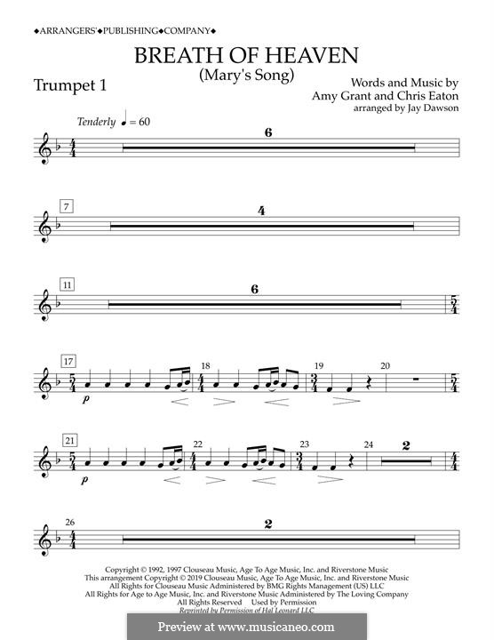 Breath of Heaven (Mary's Song) arr. Jay Dawson: Trumpet 1 part by Chris Eaton