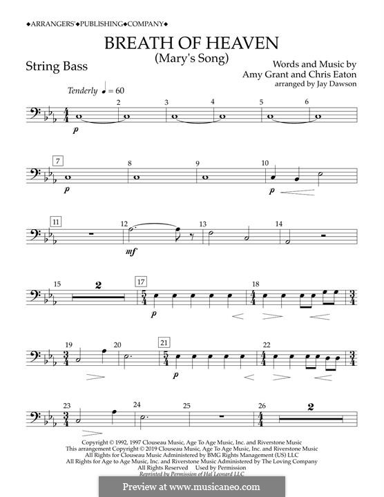 Breath of Heaven (Mary's Song) arr. Jay Dawson: String Bass part by Chris Eaton