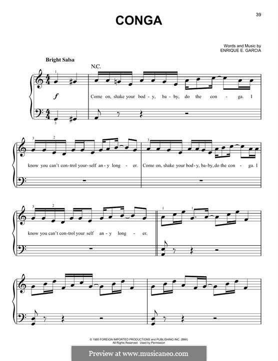 Conga (Miami Sound Machine): Para Piano by Enrique Garcia