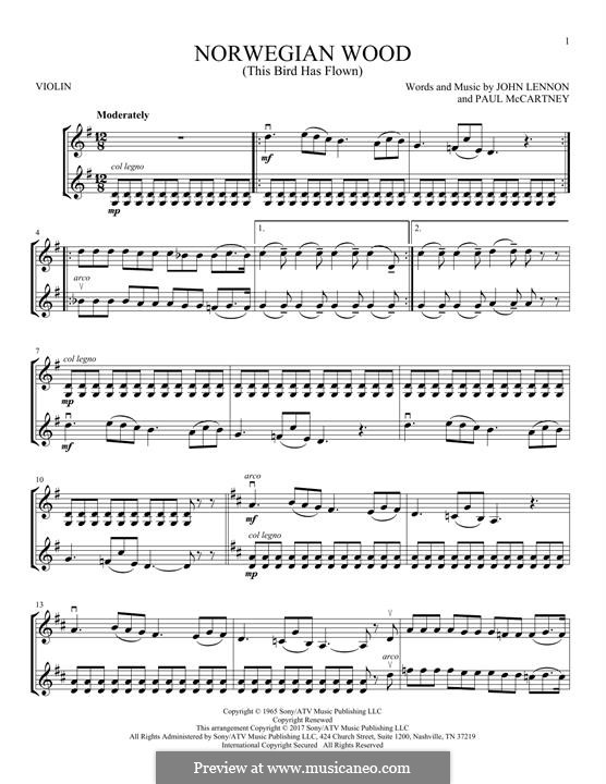 Norwegian Wood (This Bird Has Flown): para violino by John Lennon, Paul McCartney