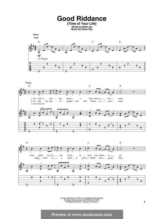 Good Riddance (Time of Your Life): Para Guitarra by Billie Joe Armstrong, Tré Cool, Michael Pritchard