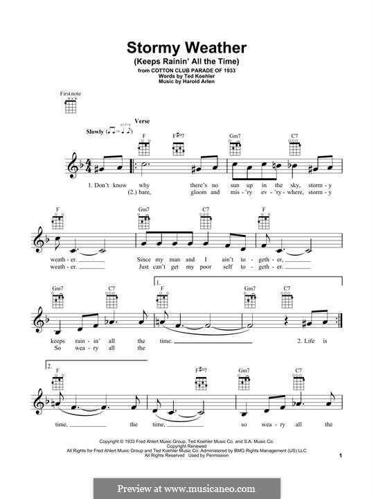 Stormy Weather (Lena Horne): para ukulele by Harold Arlen