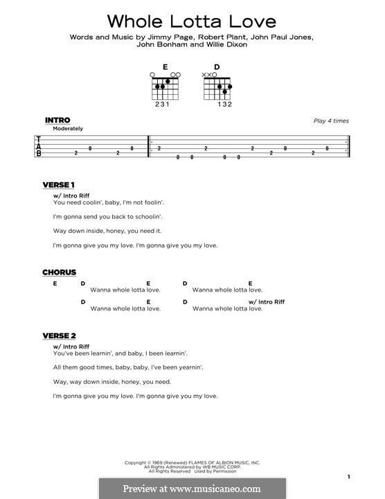 Whole Lotta Love (Led Zeppelin): Para Guitarra by John Paul Jones, Jimmy Page, John Bonham, Robert Plant