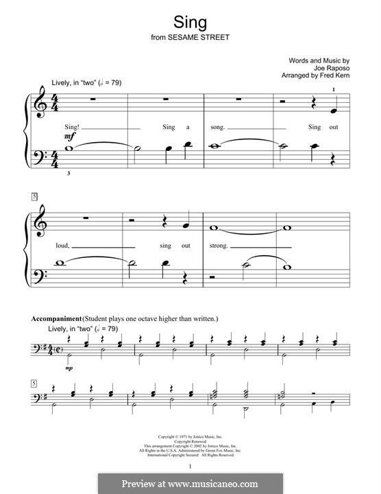 Sing (The Carpenters): Para Piano by Joe Raposo
