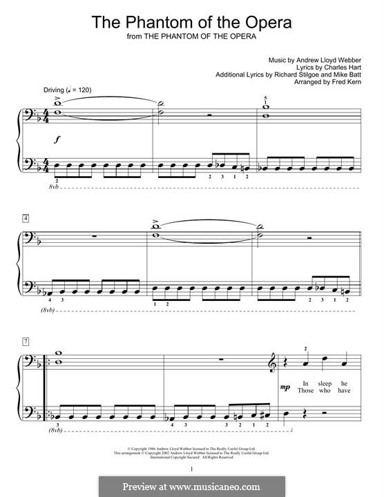 The Phantom of the Opera: Facil para o piano by Andrew Lloyd Webber