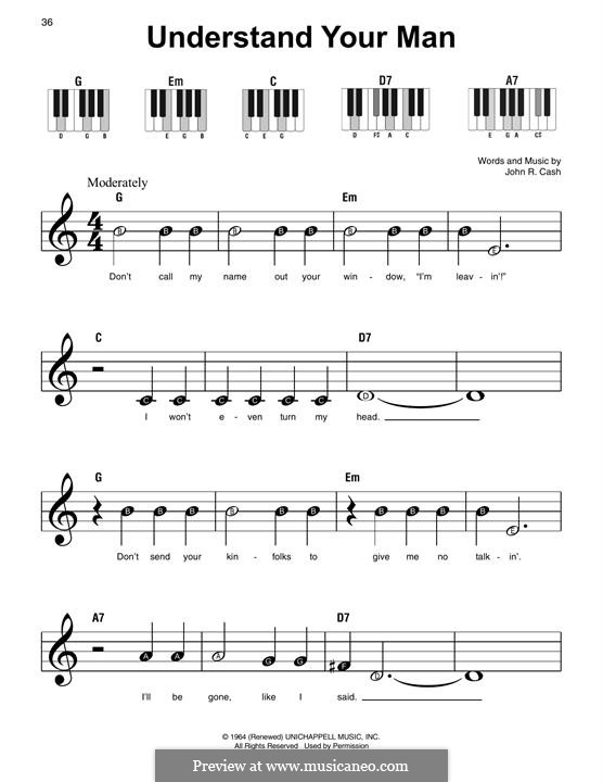 Understand Your Man: Para Piano by Johnny Cash
