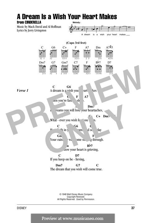 A Dream Is a Wish Your Heart Makes (from Disney's Cinderella): Para Guitarra by Al Hoffman, Jerry Livingston, Mack David