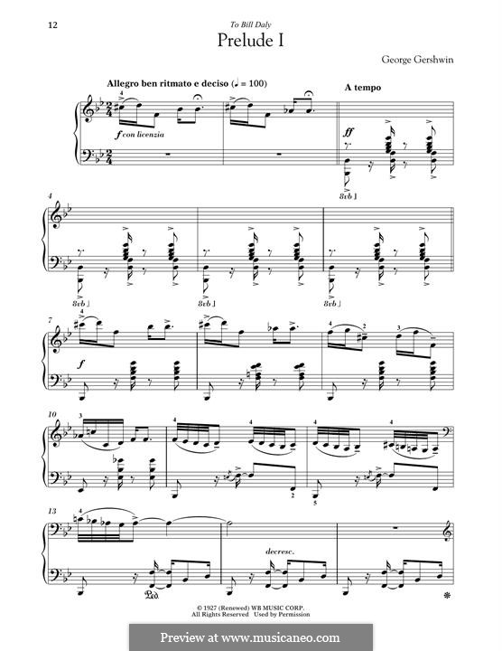 Three Preludes for Piano: introdução No.1 by George Gershwin