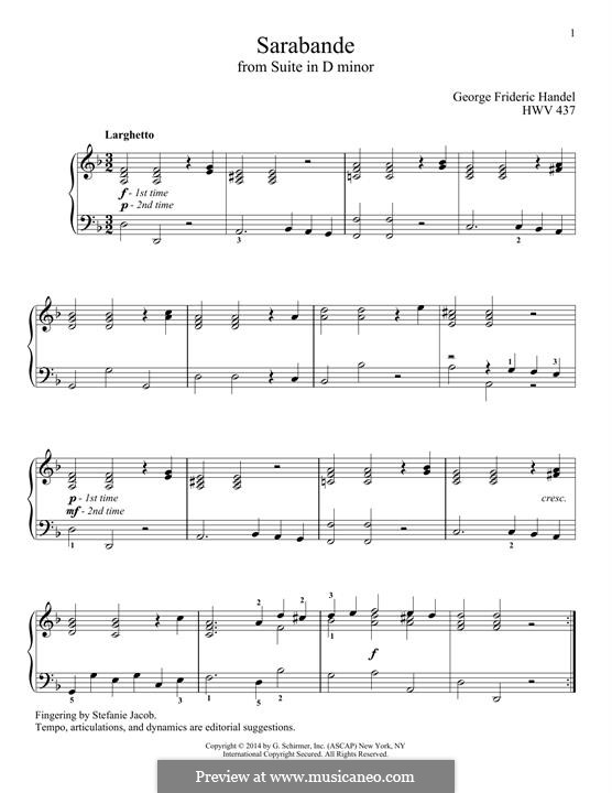Sarabande in D Minor: Para Piano by Georg Friedrich Händel